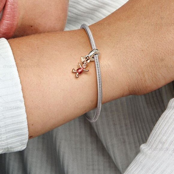 Pandora Disney Winnie the Pooh Piglet Dangle Charm|Two-tone - Picture 2 of 2